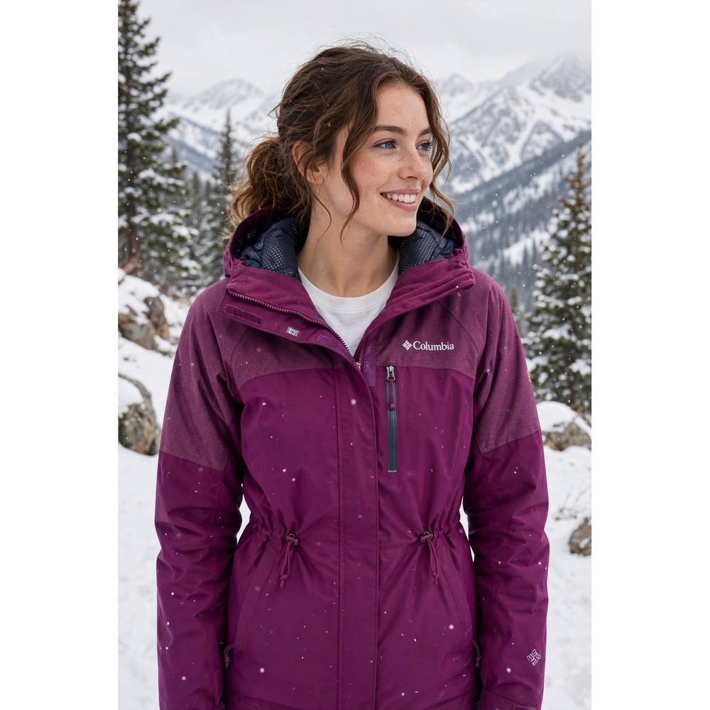Columbia Womens XS Interchange Jacket Magenta Gorpcore Winter 3-in-1 Hooded